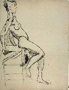 Vrouwelijk naakt op een stoel